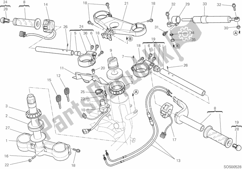 Todas as partes de Guidão do Ducati Superbike 848 EVO 2012
